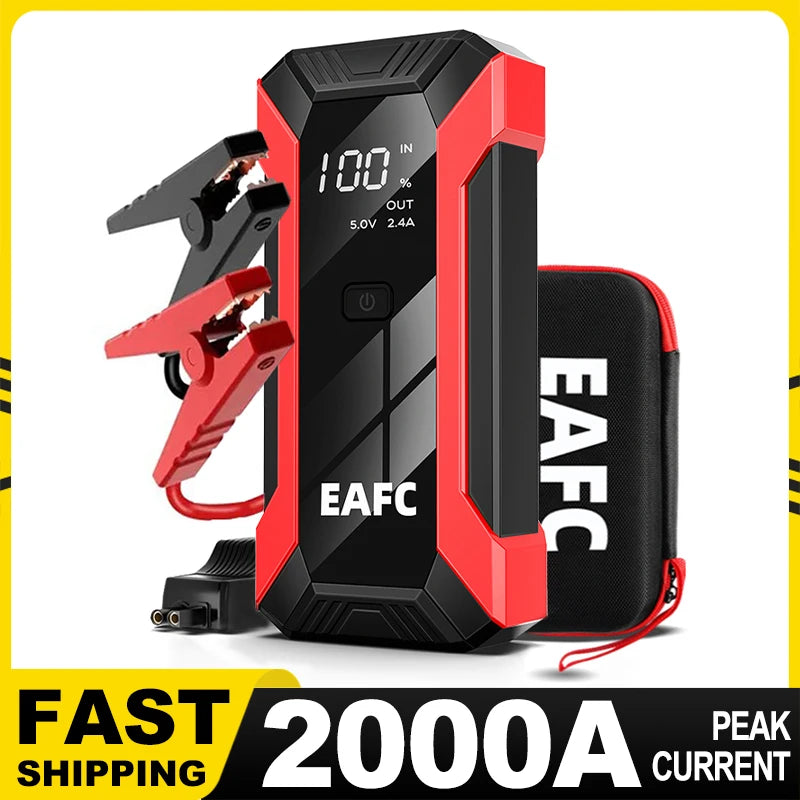 2000A Portable MultiFunction Emergency Booster Car Emergency Mobile Power Battery Charger 12V Car Jump Starter Gasoline Diesel