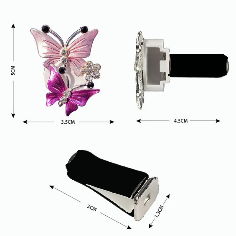 Cute Car Accessories Air Freshener Butterfly Car Perfume Air Conditioning Butterfly Diamond Aromatherapy Clip Car Scent