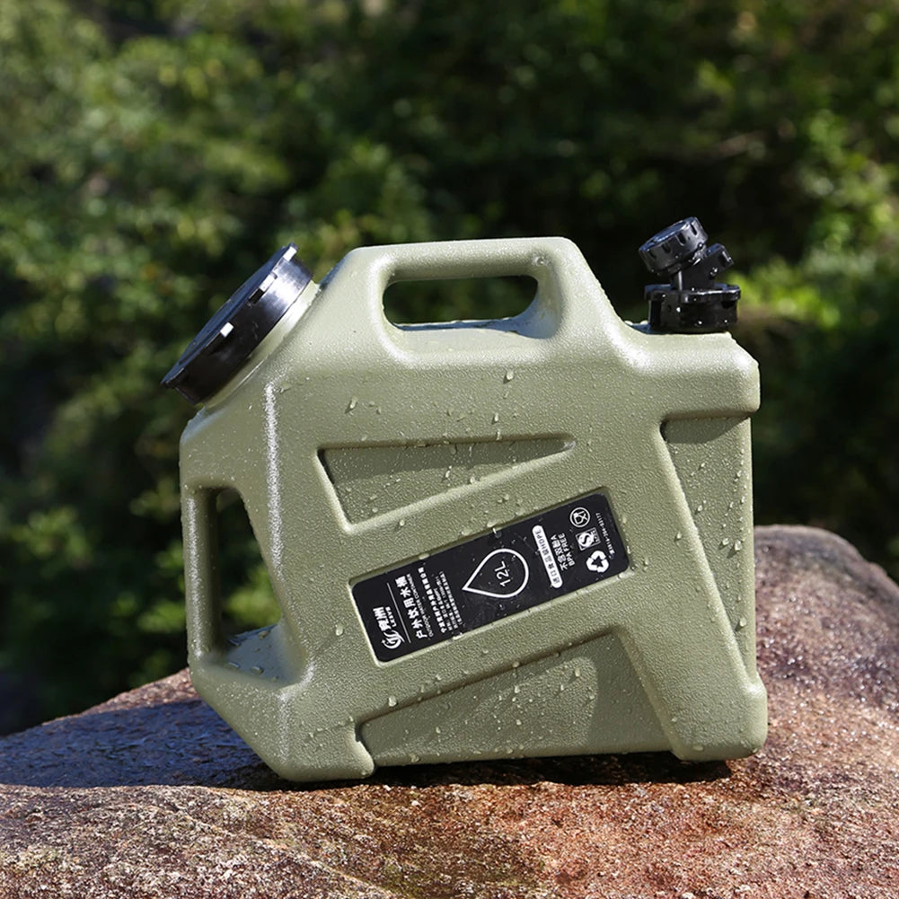 12L Camping Water Container Large Capacity Outdoor Water Bucket Portable Car Water Tank with Faucet for Camping Cooking Picnic