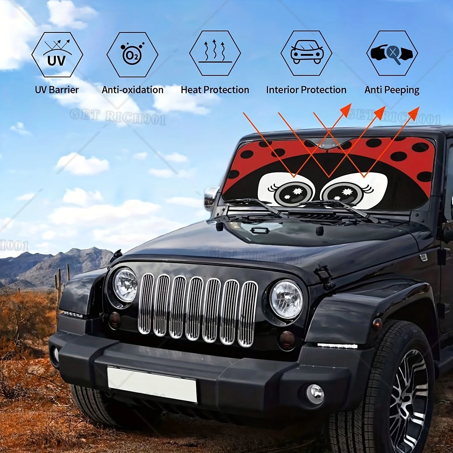 Cute Cartoon Ladybug Protect Your Car From UV Rays with This Adorable Insects Windshield Sunshade Car Window Sunshade S/M Size