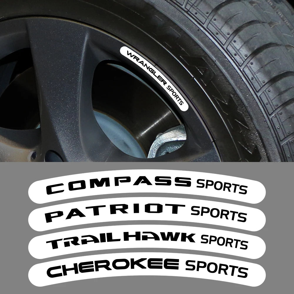 4Pcs Car Wheel Rim Sticker Auto Accessories For Jeep Patriot Wrangler Cherokee Compass TrailHawk Rubicon Liberty Commander