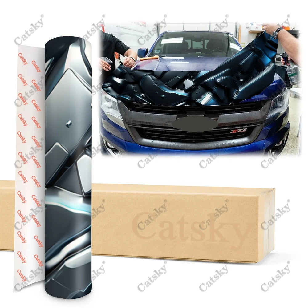 Metal Grunge Texture Car Hood Vinyl Stickers Wrap Vinyl Film Engine Cover Decals Sticker Universal Car Hood Protective Film