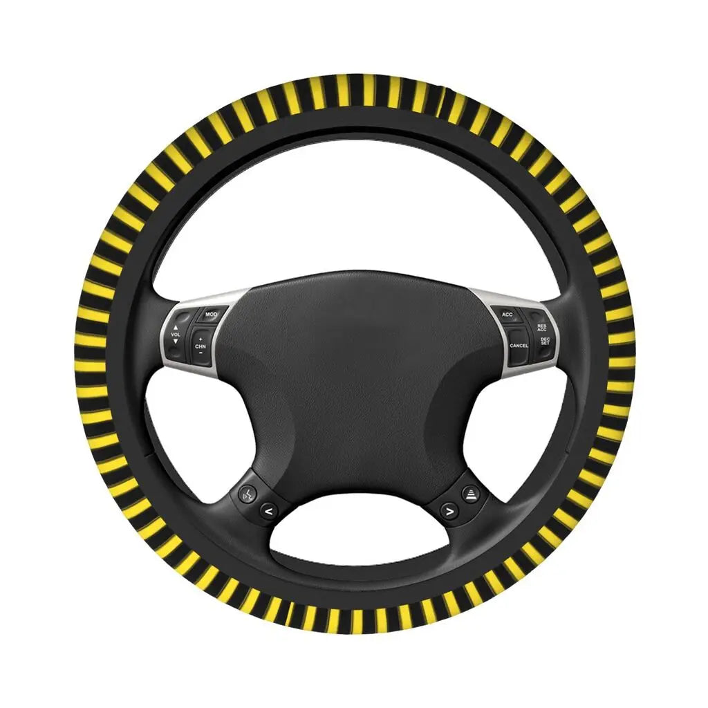 38cm Bright Yellow Patterns Car Steering Wheel Cover Anti Slip and Sweat Absorption Comfortable Auto Steering Wheel Protector