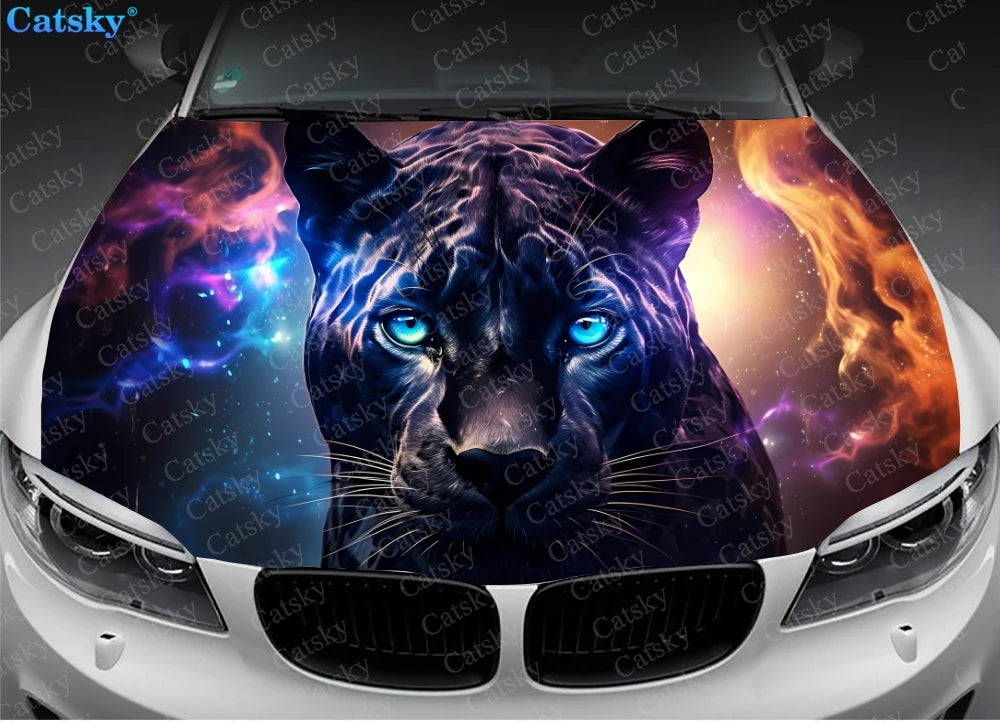 Galaxy Panther Digital Art Car Hood Vinyl Stickers Wrap Vinyl Film Engine Cover Decals Sticker on Car Auto Accessories