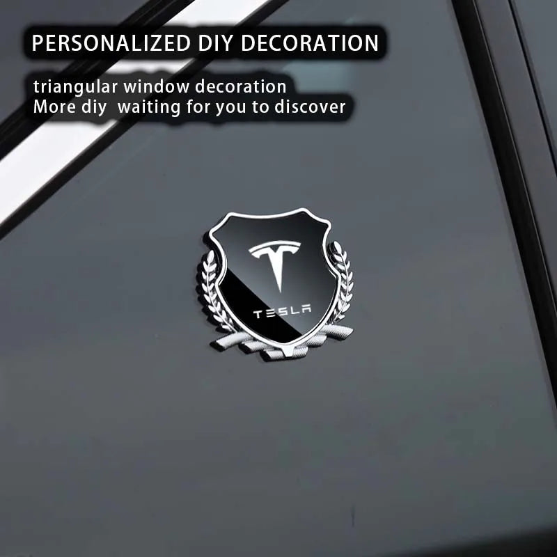 Car Stickers 3D Metal Accsesories Auto Accessory Triangle Window Sticker For Tesla Model 3 Model X Model S Model Y 2021 2022