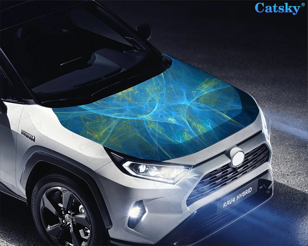 Abstract Blue Water Print Car Hood Vinyl Stickers Wrap Vinyl Film Engine Cover Decals Sticker Car Hood Protective Film