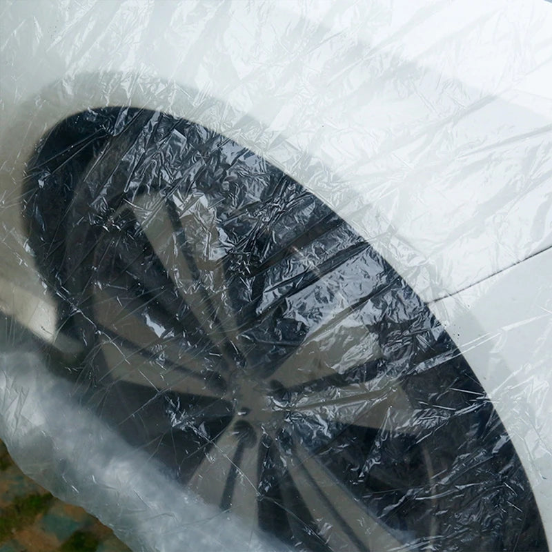Disposable Transparent PE Car Cover with Elastic Band Universal Plastic Clear Car Protective Cover Shield for SUV Auto Car Cover