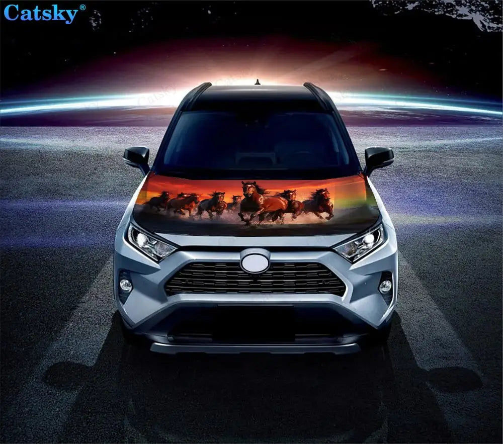 Horses Running in the Sunset Car Hood Decal Truck Decals Vinyl Sticker Graphic Wrap Stickers Trucks Cars Bonnet Vinyls