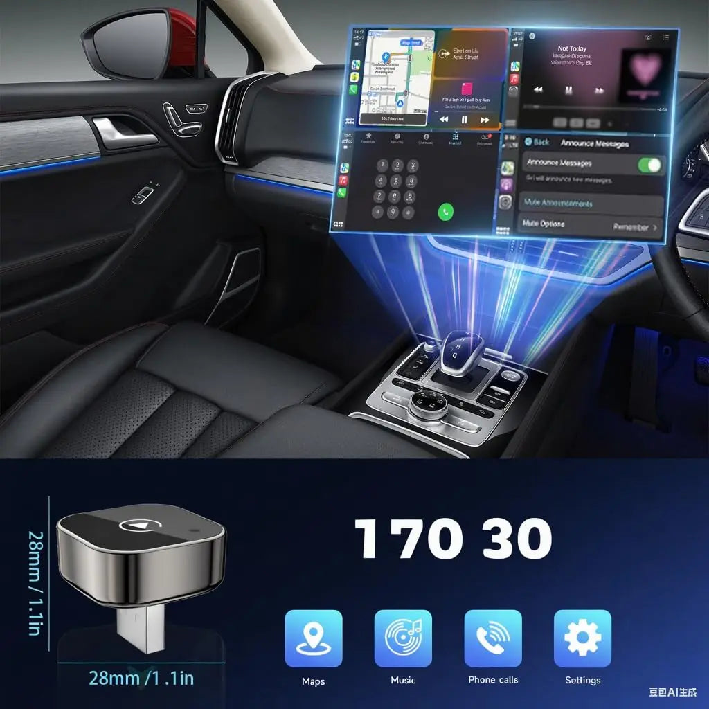 2 in 1 Car Wireless CarPlay Adapter & Android Auto Adapter Type-C/USB Fast Connection Wired to Wireless for iPhone/Android