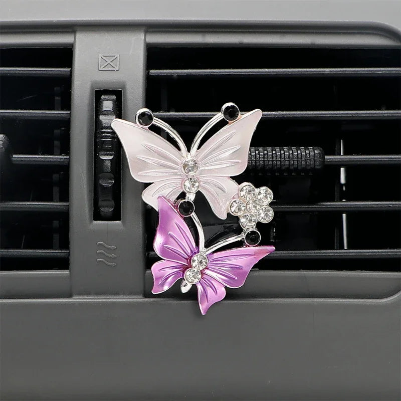 Cute Car Accessories Air Freshener Butterfly Car Perfume Air Conditioning Butterfly Diamond Aromatherapy Clip Car Scent