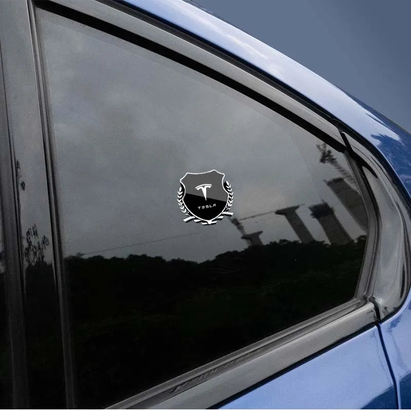 Car Stickers 3D Metal Accsesories Auto Accessory Triangle Window Sticker For Tesla Model 3 Model X Model S Model Y 2021 2022