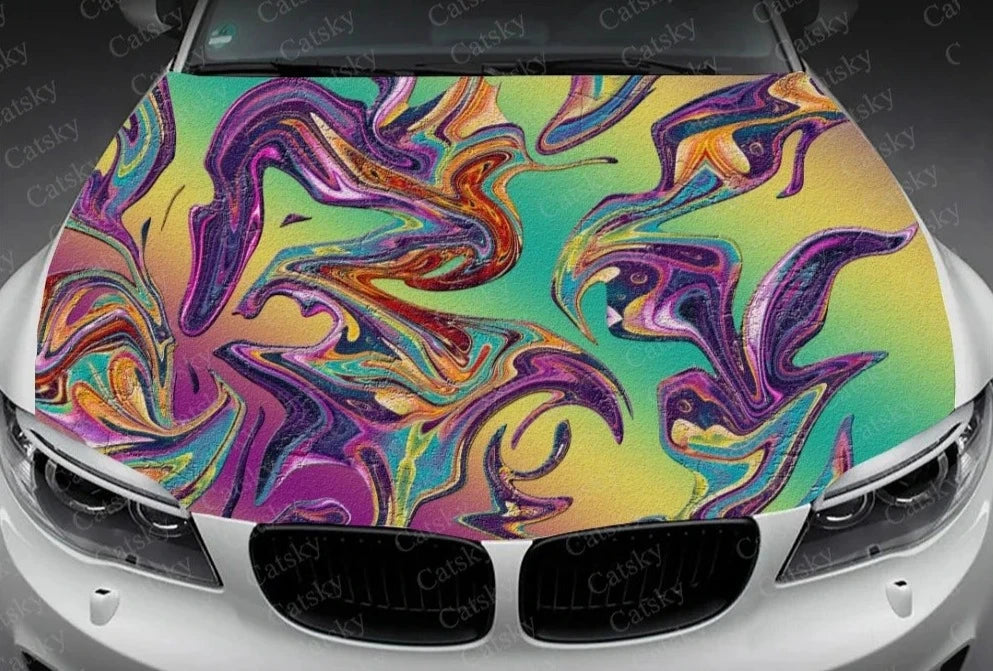 Modern Abstract Art Print Car Hood Vinyl Stickers Wrap Vinyl Film Engine Cover Decals Sticker on Car Auto Accessories