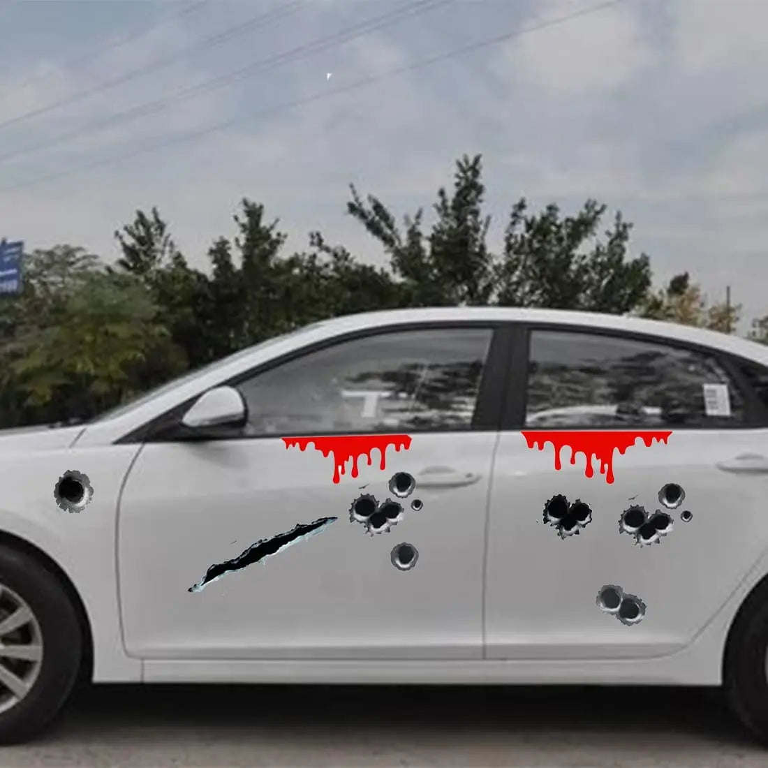 (8.2"x11.8") 3D Bullet Hole Car Stickers Set,Simulation Stereoscopic Fake Guns Bullet Holes Stickers Automotive Tattoo Decor