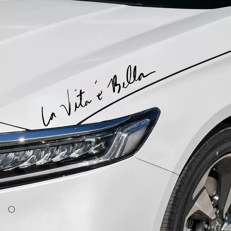 1PC Car Stickers Decals 22cm La Vita e Bella Reflective Letters Vinyls Decals Fashion Creative Car Full Body Head Styling Sticke