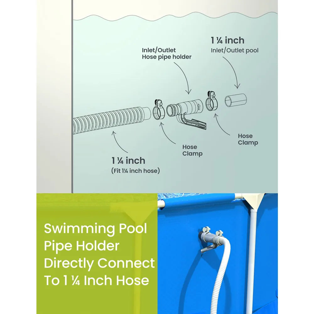 Swimming Pool Hose Support Bracket with Clamp for Above Ground Pools Suitable for 1.25 Inch Hose (1 Pack)
