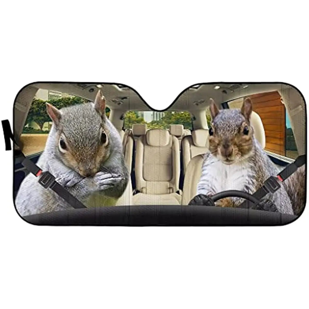 Funny Squirrel Driver Auto Windshield Sun Shade,Animal Car Front Window Visor Vehicle Sun Block Cover Anti-UV Sunshade Fit Truck