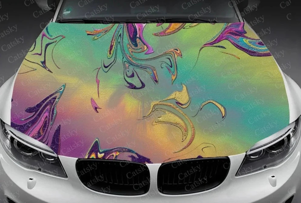 Modern Abstract Art Print Car Hood Vinyl Stickers Wrap Vinyl Film Engine Cover Decals Sticker on Car Auto Accessories