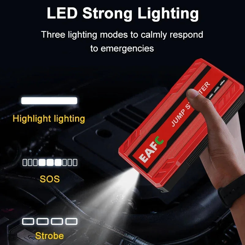 Car Battery Starter Portable Charger Auto Jump Starter 12V Petrol Diesel Car Emergency Booster Start with LED Light