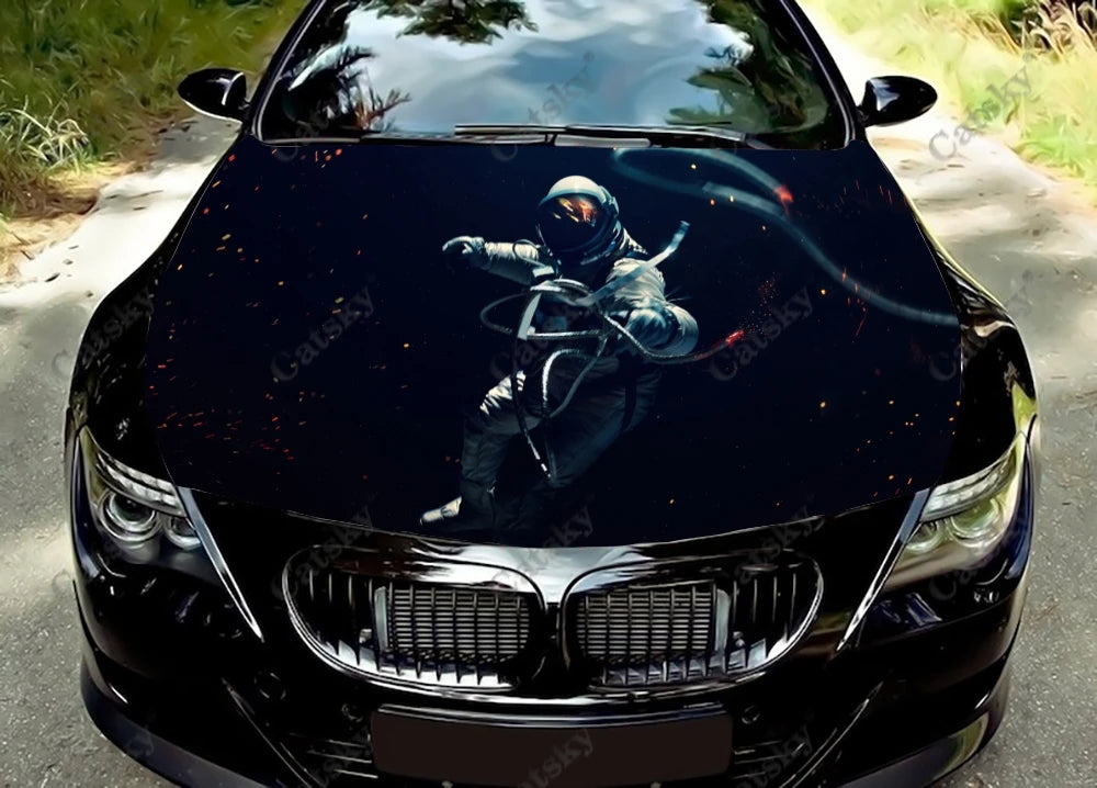 Astronaut Space Surfing Car Hood Wrap Color Vinyl Sticker Decal Truck Graphic Bonnet Decal Custom Car Decoration Stickers