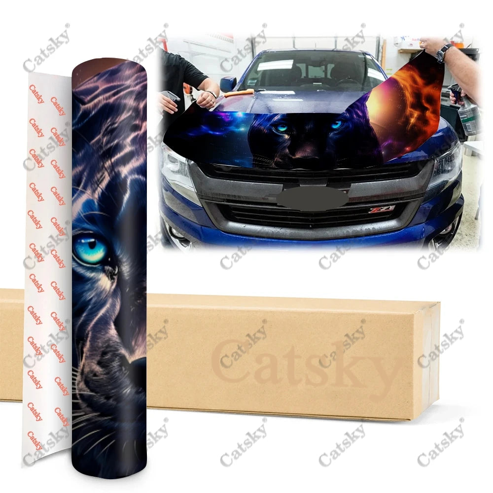 Galaxy Panther Digital Art Car Hood Vinyl Stickers Wrap Vinyl Film Engine Cover Decals Sticker on Car Auto Accessories