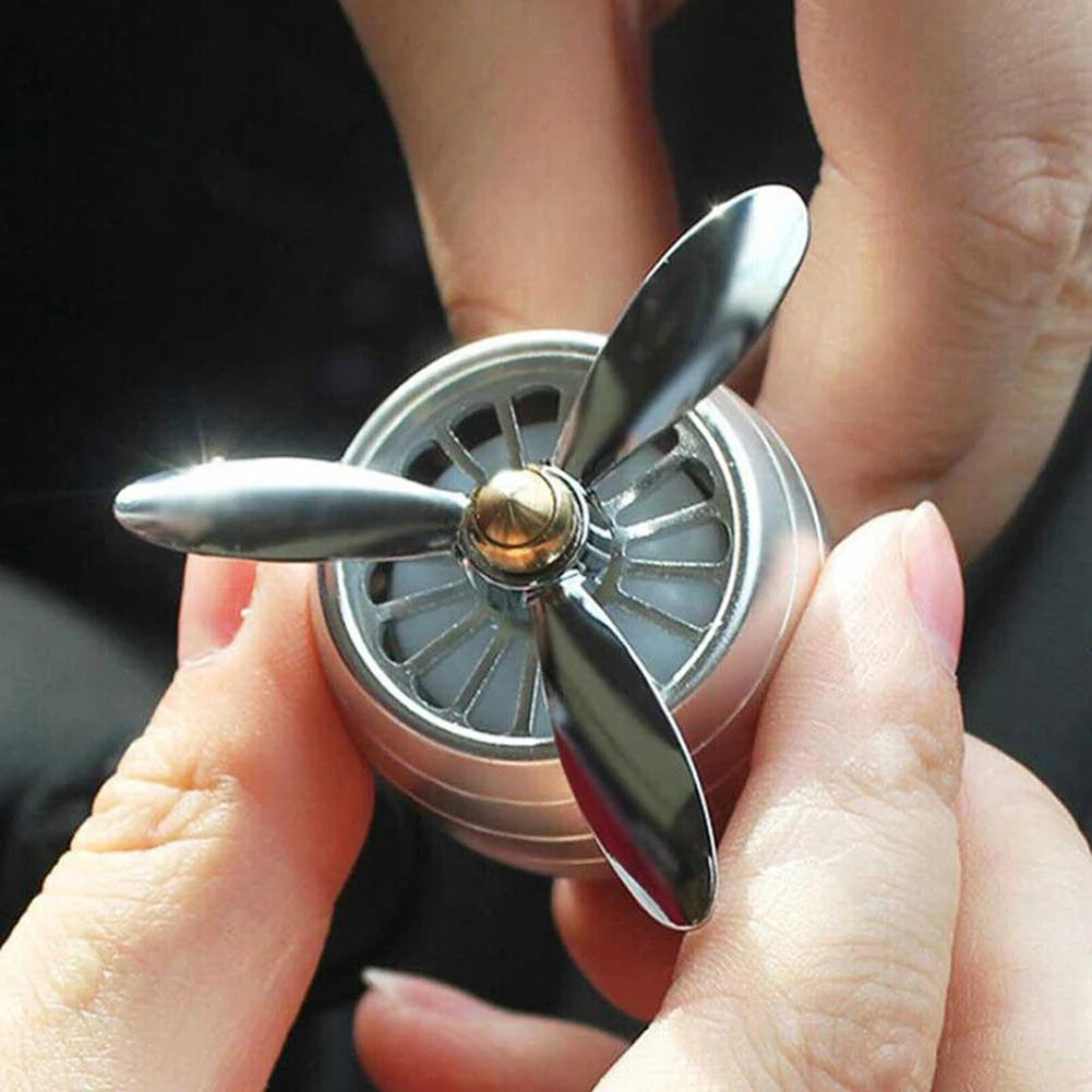 Car Air Freshener Rotating LED Fragrance Dispenser Fragrance Car Propeller Air Outlet 3-leaf Fan Car Diffuser For Air Vent