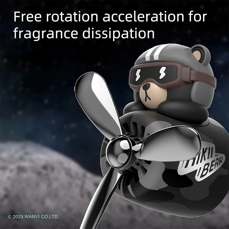 Funny Bear Pilot Car Air Freshener Rotating Propeller Air Outlet Fragrance Perfume Flavoring Accessories