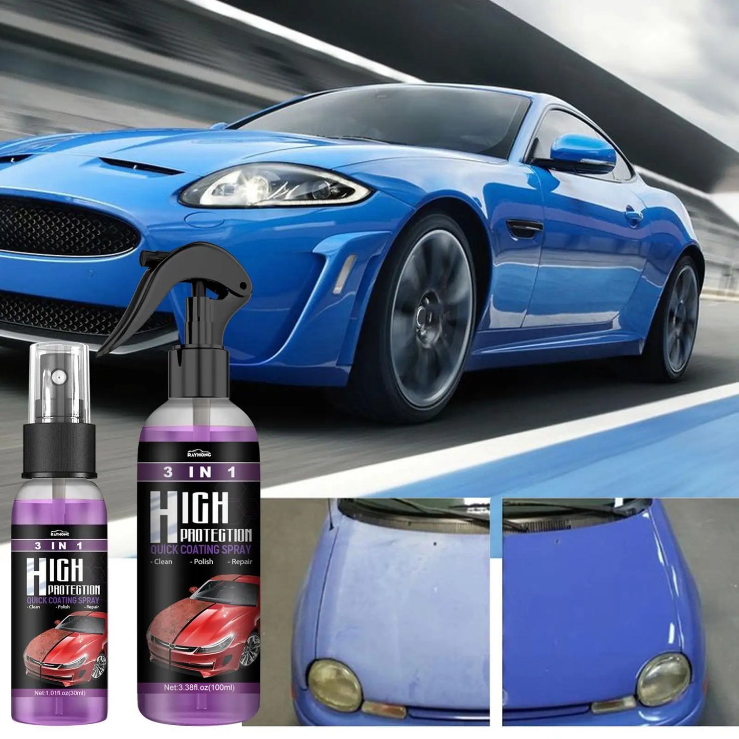 3 In 1 Quick Coating Spray High Protection Car Coating Ceramic Spray Wash Car Car Waterless Spray Coating Quick Coating L9H5