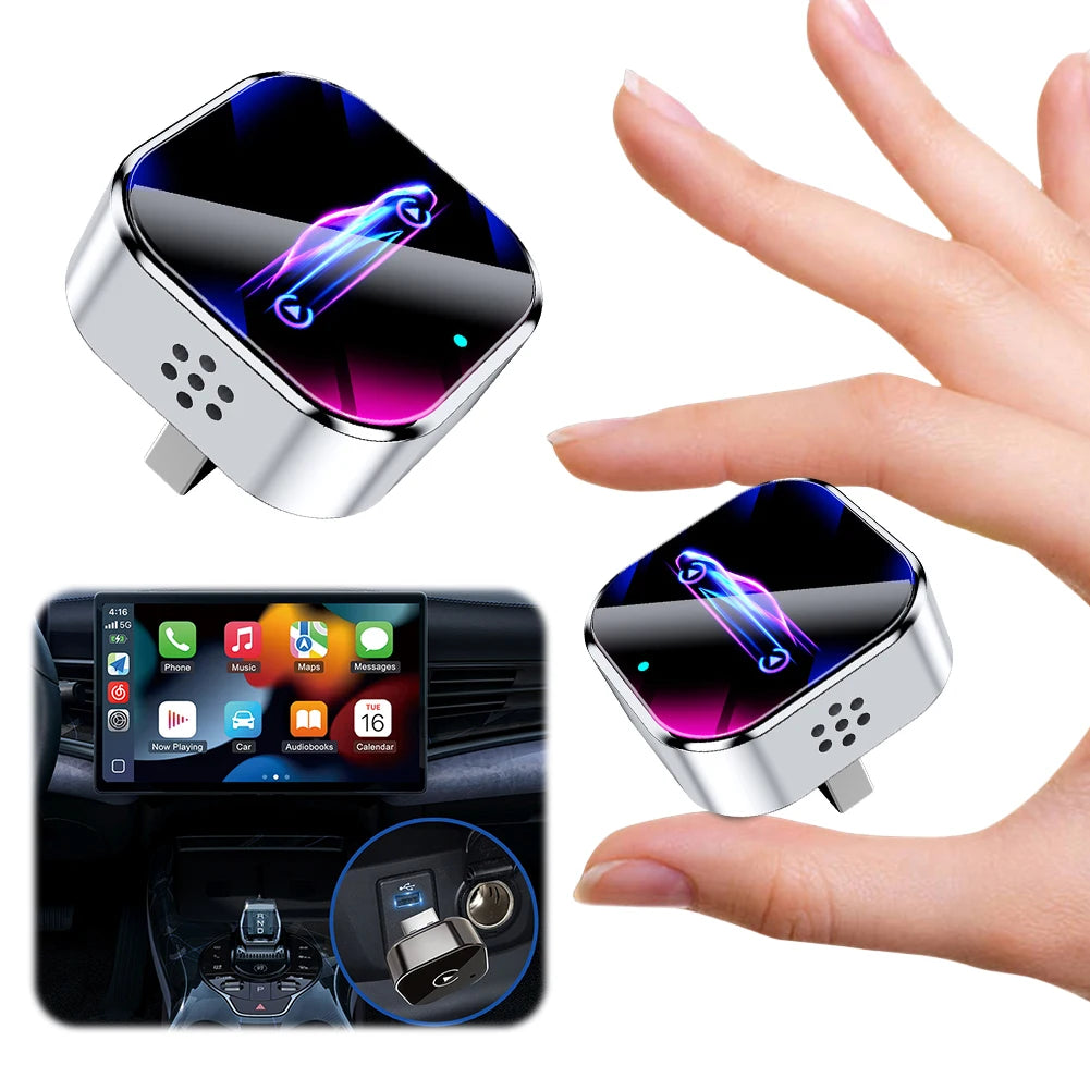2 in 1 Wired to Wireless CarPlay Adapter Plug & Plug Bluetooth WiFi Auto Connect Converts for Wired CarPlay/Andriod Auto Car