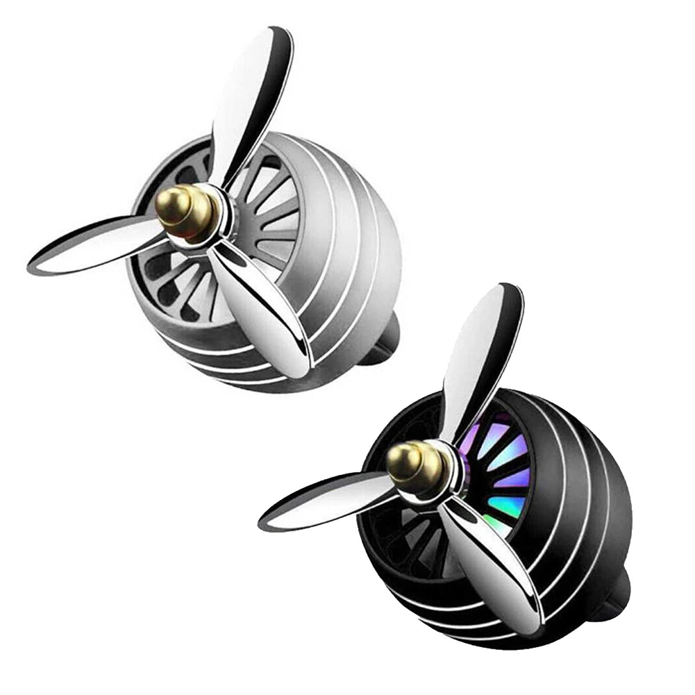 Car Air Freshener Rotating LED Fragrance Dispenser Fragrance Car Propeller Air Outlet 3-leaf Fan Car Diffuser For Air Vent