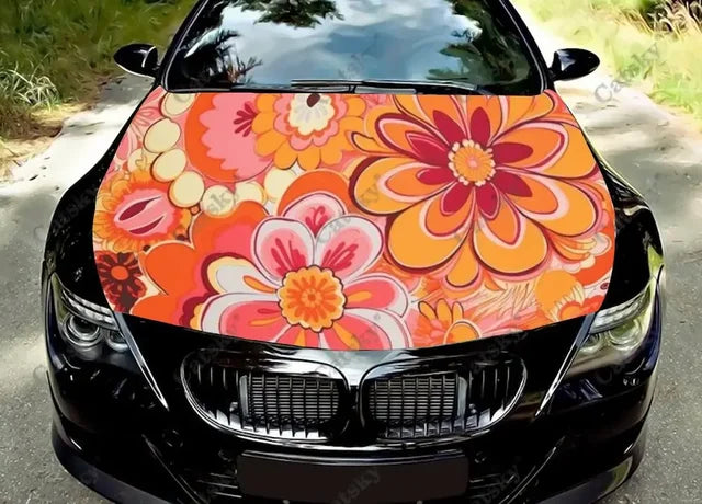 Hippie Vibes Retro Peace Signs Car Hood Vinyl Stickers Wrap Vinyl Film Engine Cover Decals Sticker on Car Auto Accessories