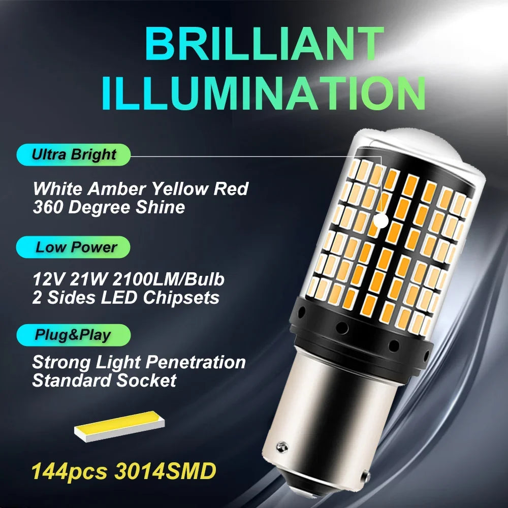 1x P21W PY21W Car LED Bulb Ba15s 1156 Bau15s T20 WY21W W21W 7443 High Power LED Signal Light Canbus No error Auto Reverse Lamp