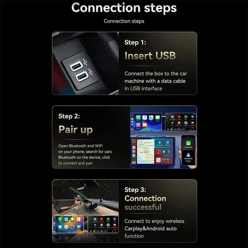 LAESD Q1A Wireless Dual-Band Car Adapter 2 in 1 Plug and Play Mini USB Compact Design