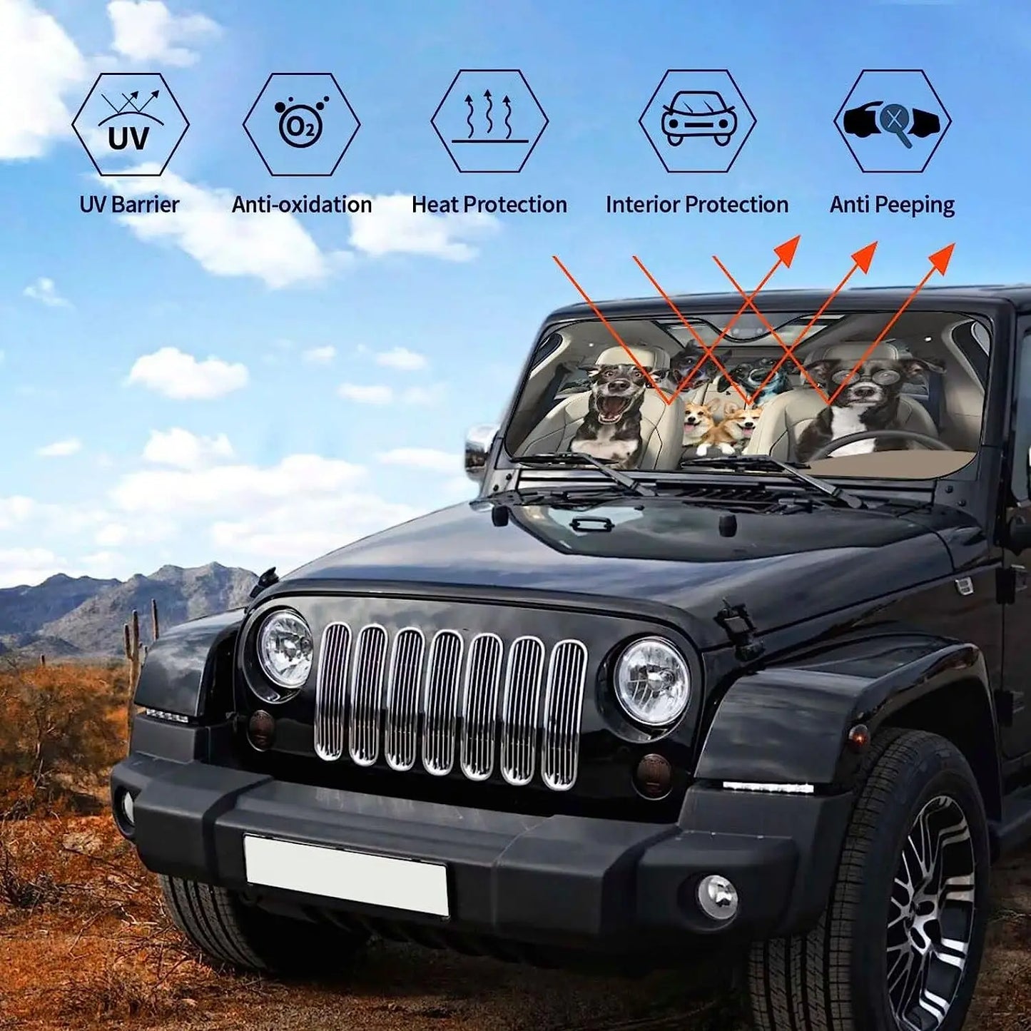 Car Windshield Sun Shade Accessories Truck SUV Resistant Sun Foldable In Easy To Carry Dogs Driving Small Car Accessories