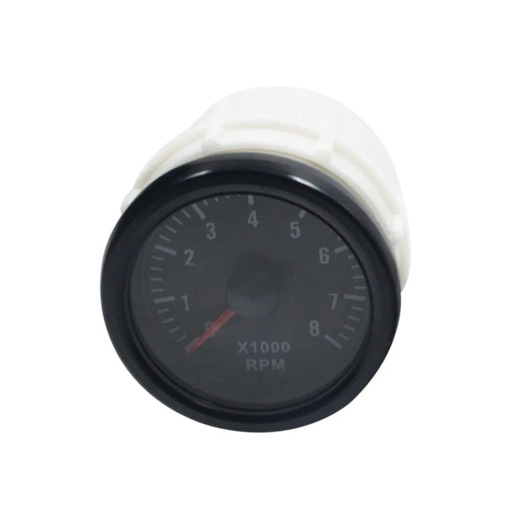 Black Car Smoke Tachometer 2" 52mm Tinted 0-8(x1000) RPM Tacho Gauges Red LED illuminated needles LED super white display