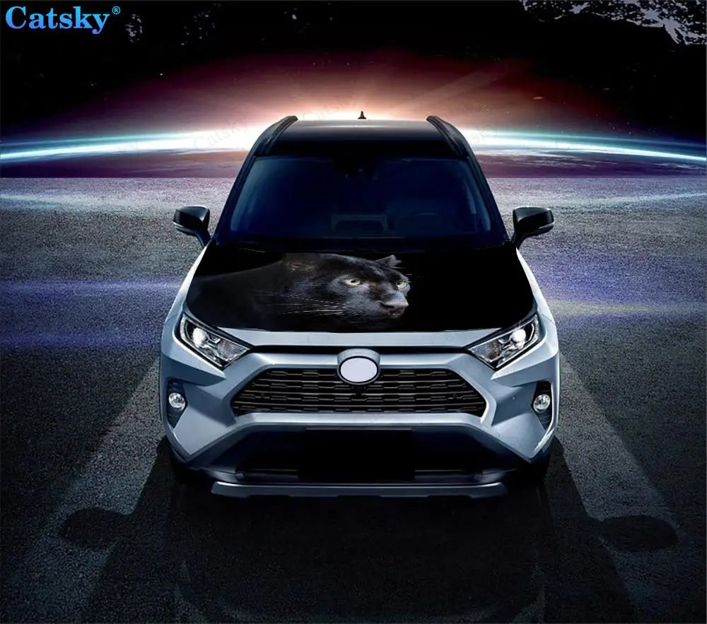 Animal - Black Panther Car Hood Vinyl Stickers Wrap Vinyl Film Engine Cover Decals Sticker Universal Car Hood Protective Film