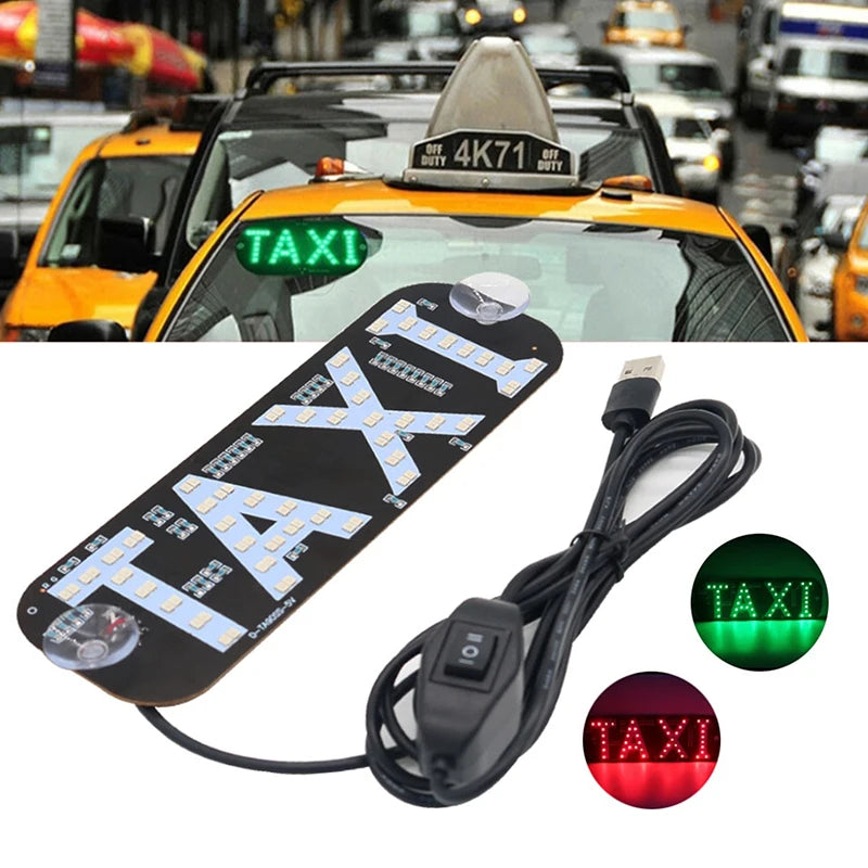 Taxi Light,Dual Colors Taxi LED Sign Decor, 2 Color Changeable Taxi LED Light, Hook On Car Window With USB (Red And Green, USB)