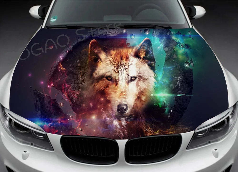 Wolf Car Hood Decal, Vinyl, Sticker, Abstract Cool, Graphic, Wrap Decal, Truck Decal, Truck Graphic, Bonnet Decal
