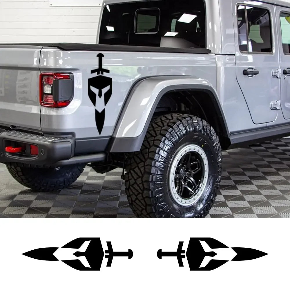 For Jeep Gladiator JT Pickup Rear Trunk Bed Side Stickers Truck Graphics Shield Sword Decor Decals Vinyl Cover Auto Accessories