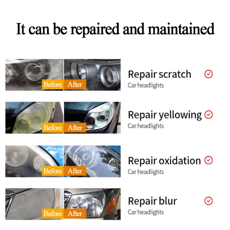 20ml Car Headlight Repair Fluid Headlamp Scratch Removal Oxidation Repair Polish Refurbishment Coating Lampshade Cleaning Tools