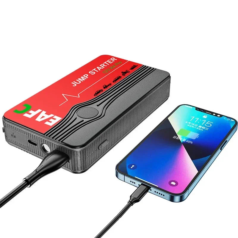 Car Battery Starter Portable Charger Auto Jump Starter 12V Petrol Diesel Car Emergency Booster Start with LED Light