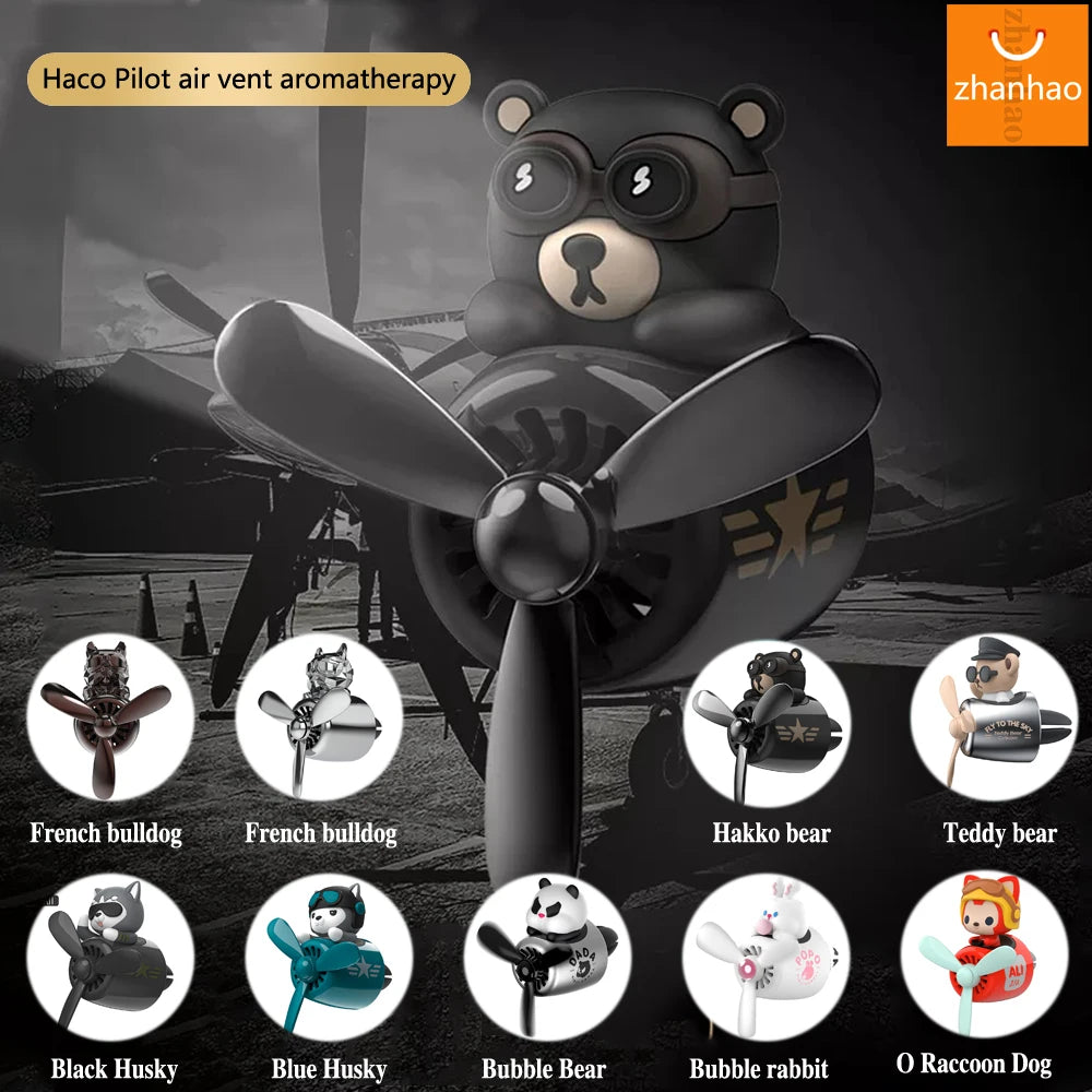 72Km Bear Car Air Freshener Teddy Bear Pilot Auto Interior Accessories Air Outlet Propeller Fragrance Bulldog Perfume Diffuser