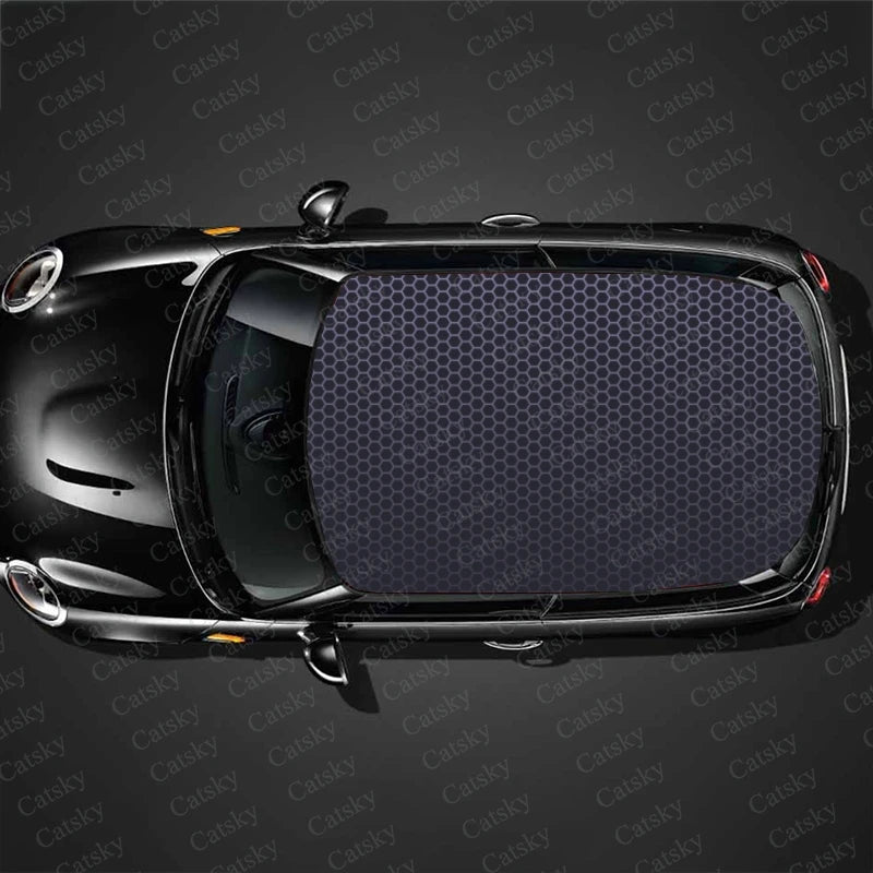 Hexagonal Stainless Steel Pattern Car Roof Sticker Wrap Racing SUV Accessories Packaging Painted PVC Custom Car Graphic Decal