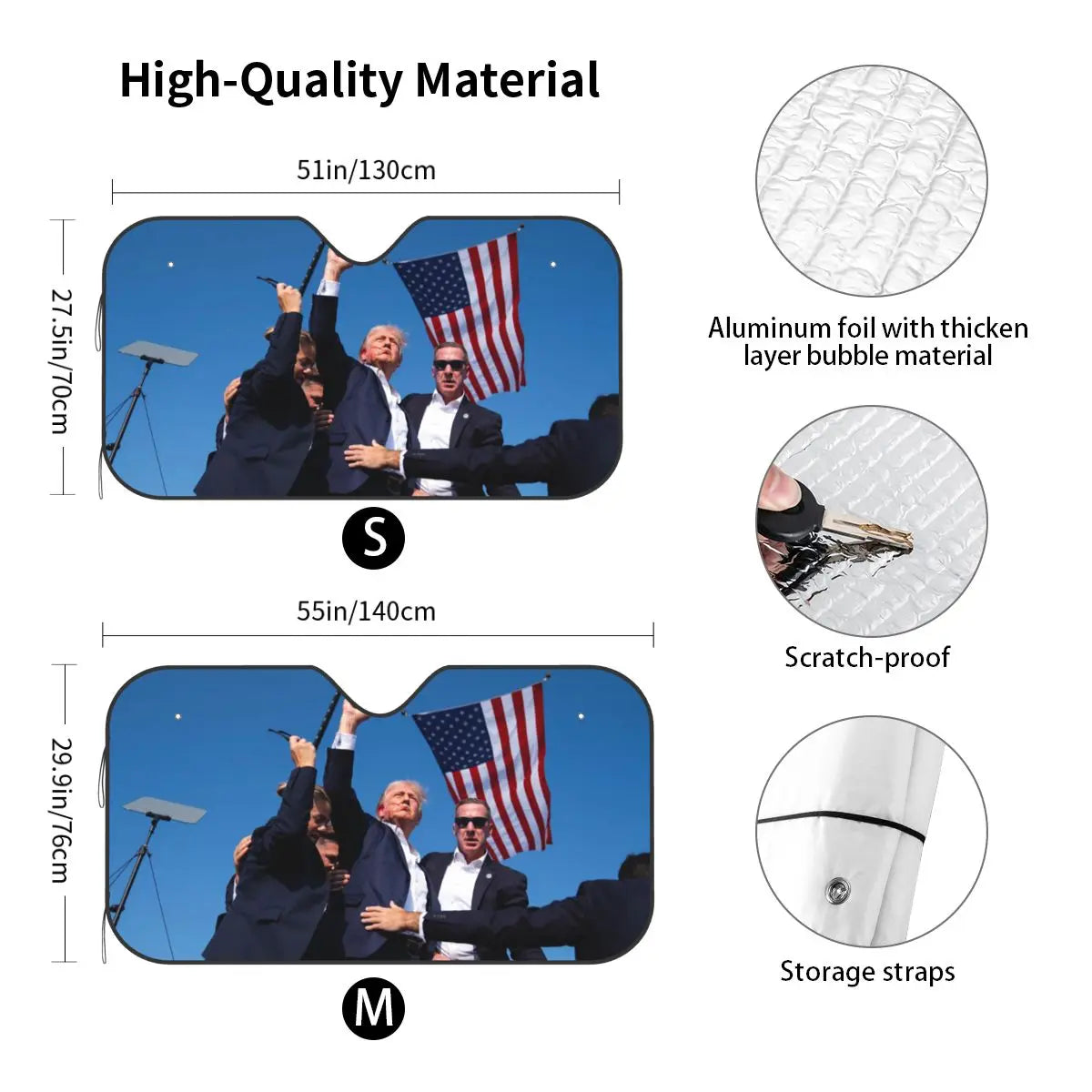 Donald Trump Shot Scene Windshield Sunshade 2024 Shooting at Trump Rally Car Front Window Visor Sun Visor Sunscreen Curtain