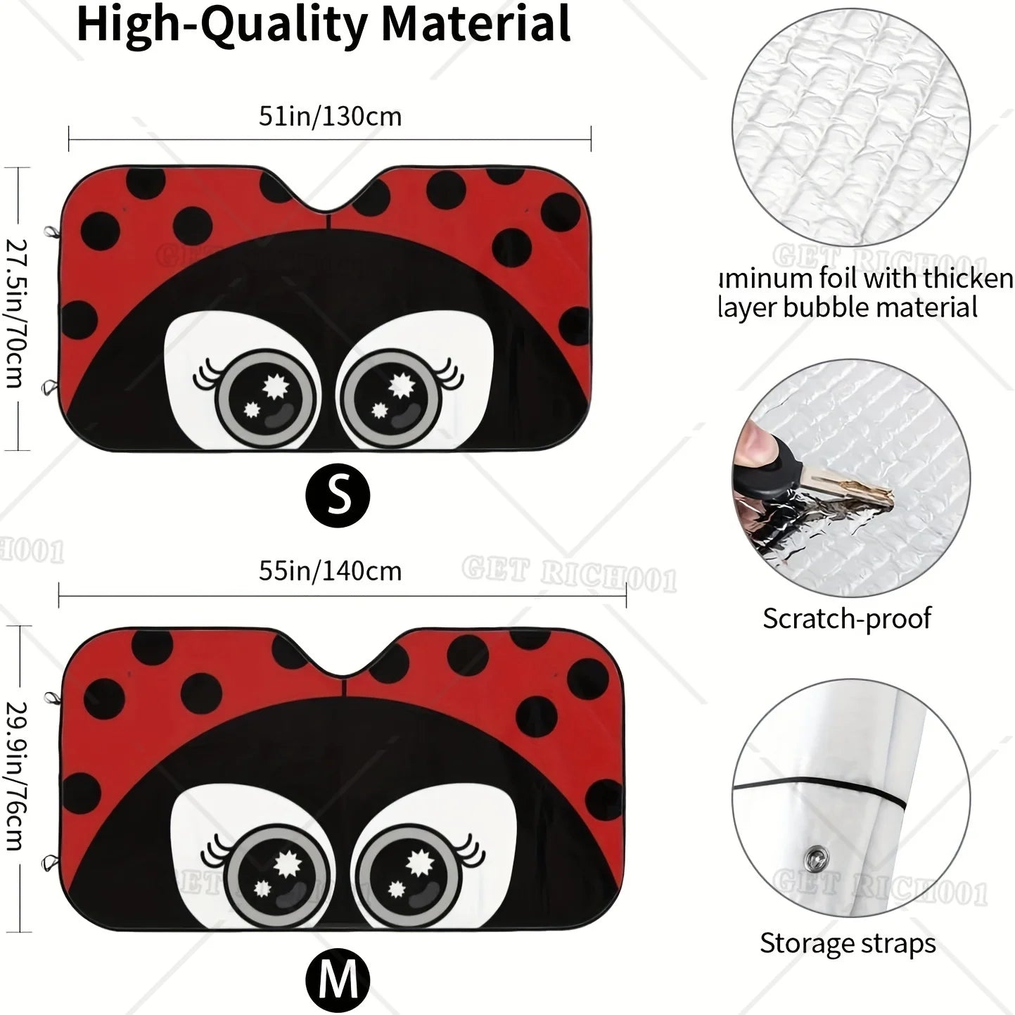 Cute Cartoon Ladybug Protect Your Car From UV Rays with This Adorable Insects Windshield Sunshade Car Window Sunshade S/M Size