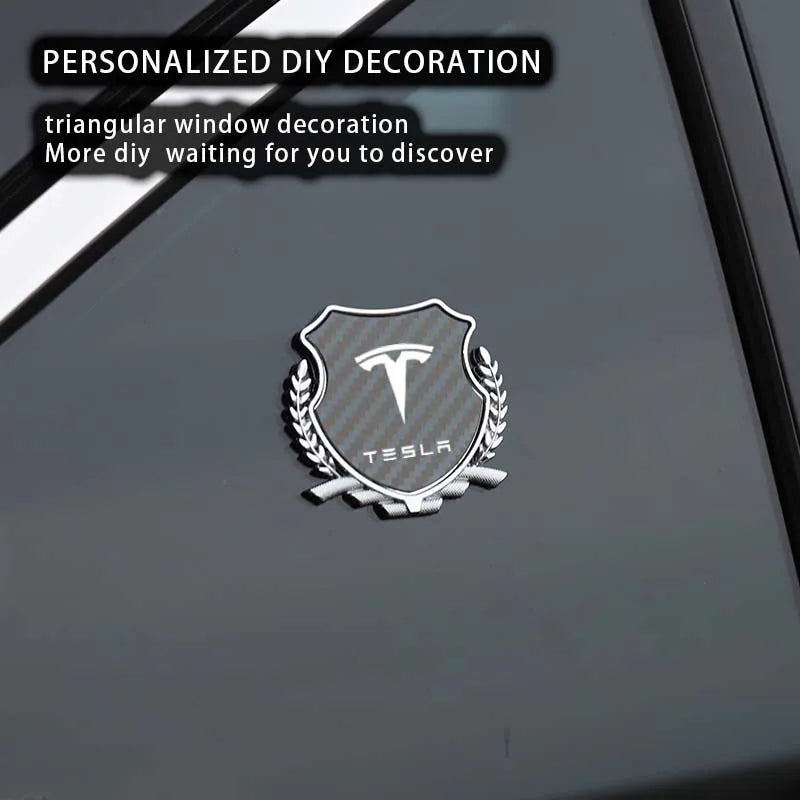 Car Stickers 3D Metal Accsesories Auto Accessory Triangle Window Sticker For Tesla Model 3 Model X Model S Model Y 2021 2022