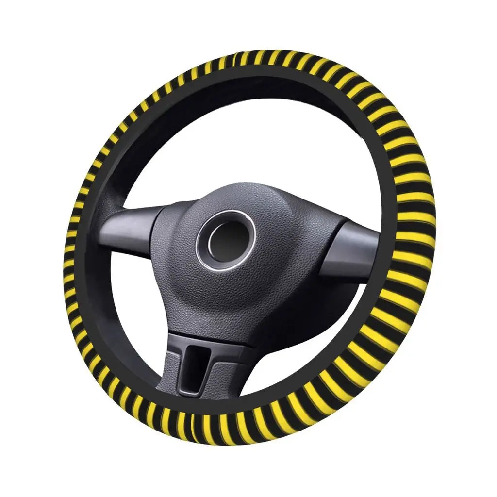 38cm Bright Yellow Patterns Car Steering Wheel Cover Anti Slip and Sweat Absorption Comfortable Auto Steering Wheel Protector
