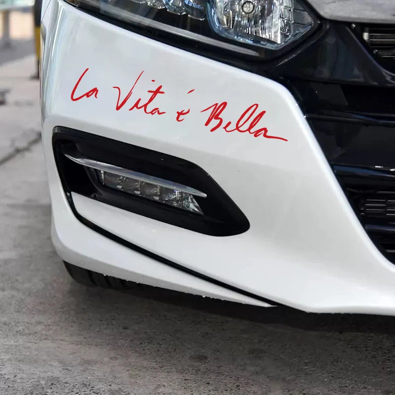 1PC Car Stickers Decals 22cm La Vita e Bella Reflective Letters Vinyls Decals Fashion Creative Car Full Body Head Styling Sticke