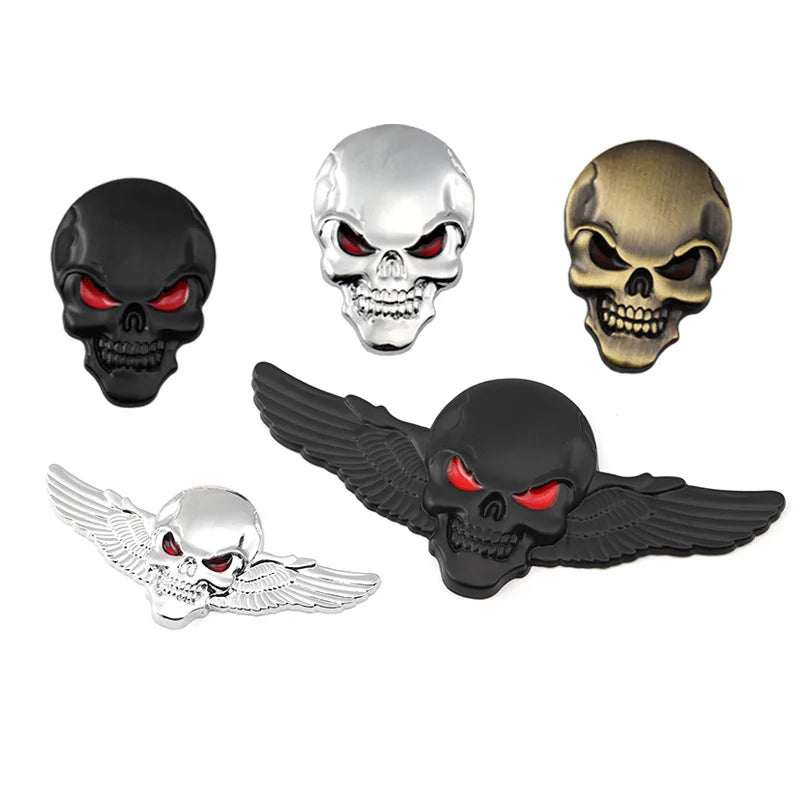 Metal 3D Skull Head Car Sticker Badge Emblem Auto Trunk Sticker for BMW Audi Ford Jeep Honda Volkswagen Mercedes Opel Dodge KIA