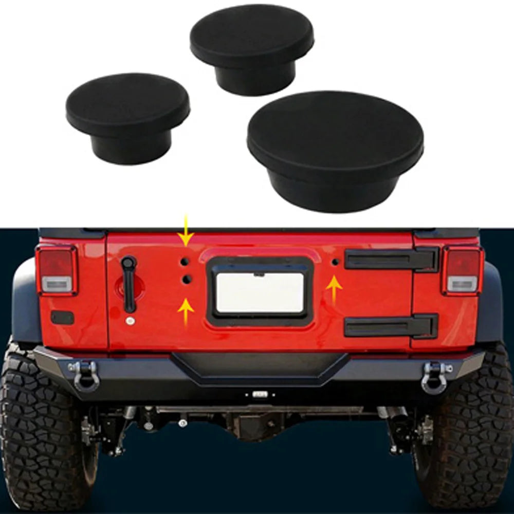 Tailgate Plug Set Spare Tire Carrier Delete Rubber Replacement Plugs Car Accessories For Jeep Wrangler JK 2007-2017