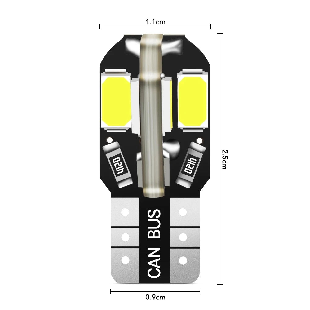 20PCS W5W T10 LED Bulbs Canbus 5730 8SMD 12V 6000K 194 168 LED Car Interior Map Dome Lights Parking Light Auto Signal Lamp